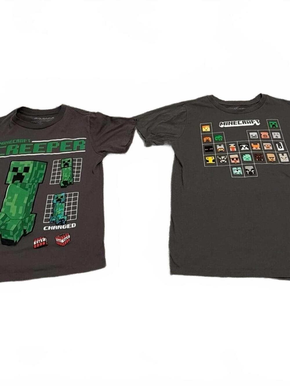 Boys Mojang Minecraft Gray Graphic Tee Shirts M - Lot of 2
